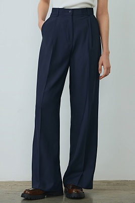 Широкие брюки с отворотами, темно-синие ASHLEY