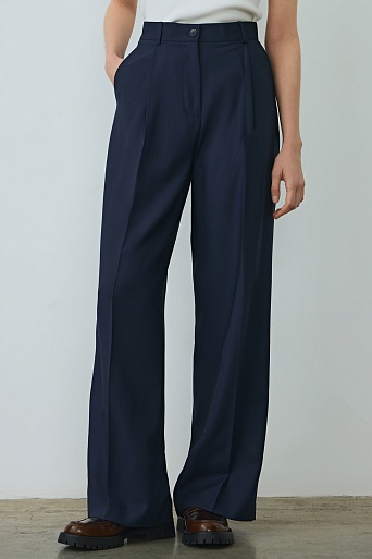 Широкие брюки с отворотами, темно-синие ASHLEY