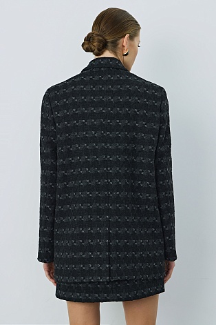 Жакет оверсайз на одной пуговице, черный с узором A