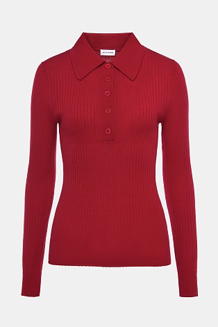 Лонгслив из шерсти в рубчик, красный