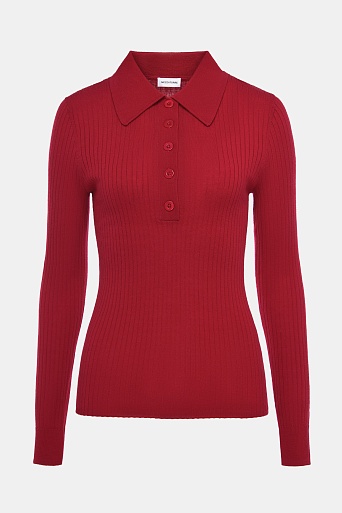 Лонгслив из шерсти в рубчик, красный