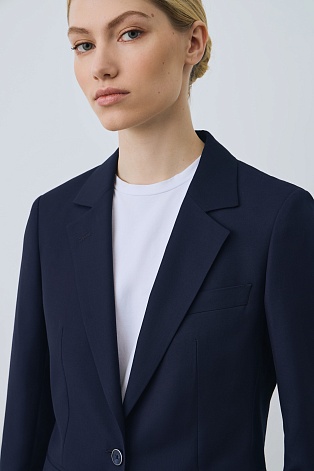Жакет на одной пуговице темно-синего цвета KARLA