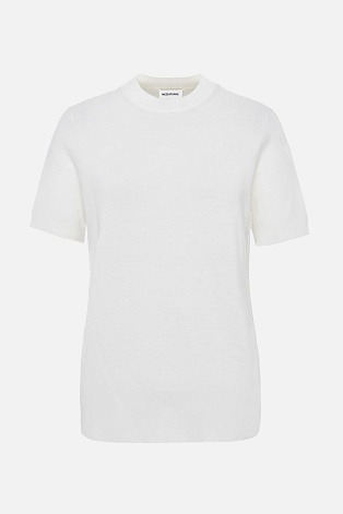 Тонкий джемпер из шерсти с коротким рукавом, молочный