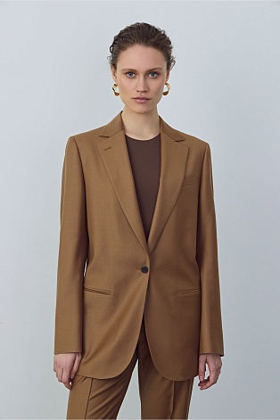 Удлиненный пиджак-оверсайз, карамельный M