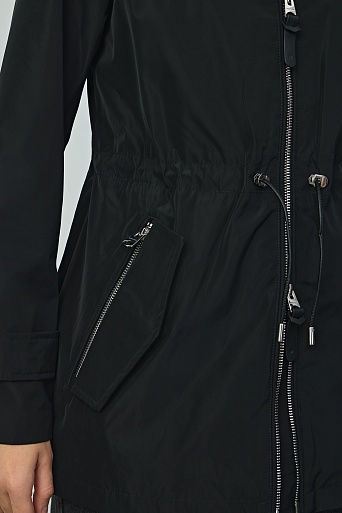 Удлиненная ветровка с капюшоном, черная
