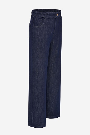 Широкие джинсы с высокой посадкой, темно-синие