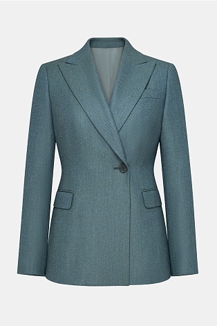 Приталенный жакет из шерсти на одной пуговице, бирюзовый Jemma