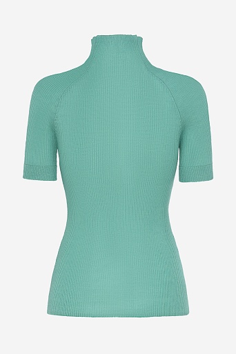 Водолазка в рубчик с коротким рукавом, мятная