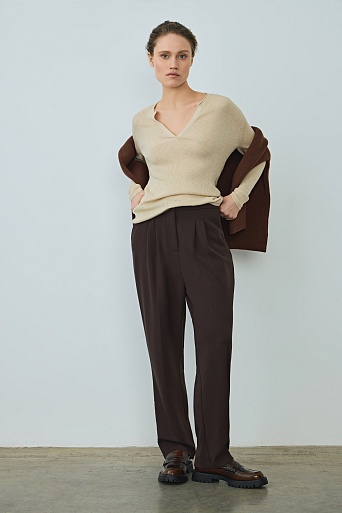 Лонгслив в рубчик, цвет овсяное молоко