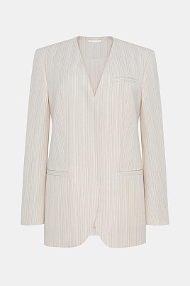 Жакет оверсайз на одной пуговице в полоску, сливочный GIANNA