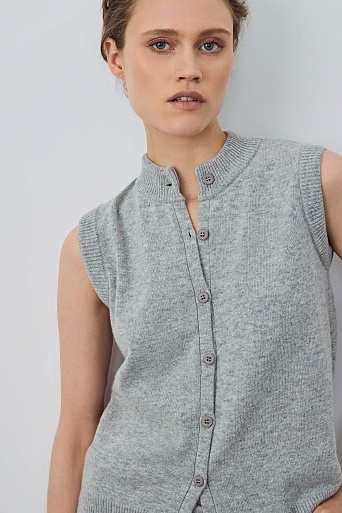 Трикотажный кардиган без рукавов, серый