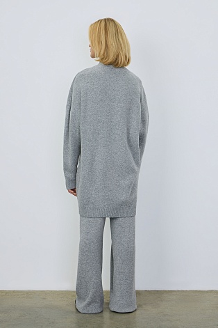 Длинный кардиган с кашемиром, светло-серый