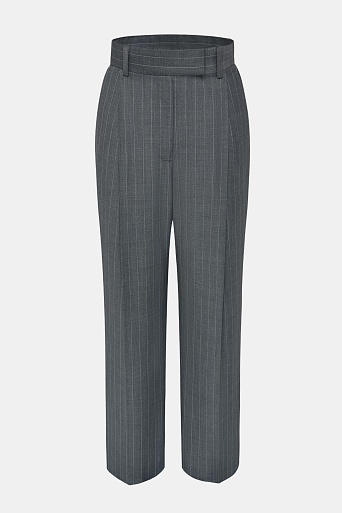 Прямые брюки в тонкую полоску, серые