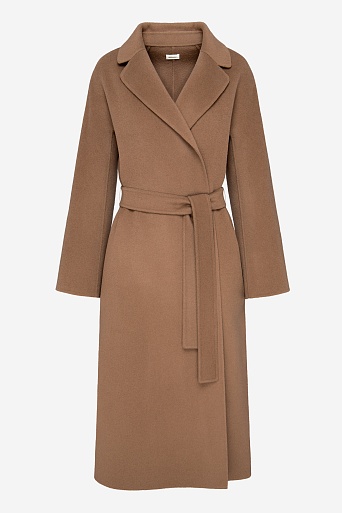 Пальто на поясе, коричневое
