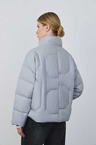 Укороченная куртка на молнии, светло-серая