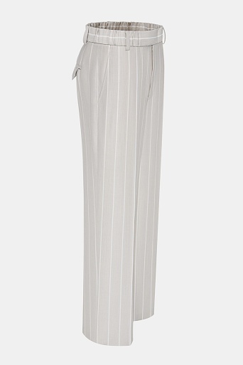 Прямые брюки в полоску на резинке, бежевые TAYLOR