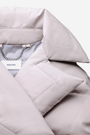 Пуховое пальто-кокон, пудровое