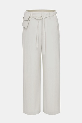 Прямые хлопковые брюки, светло-бежевые