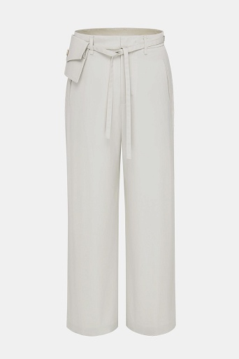 Прямые хлопковые брюки, светло-бежевые