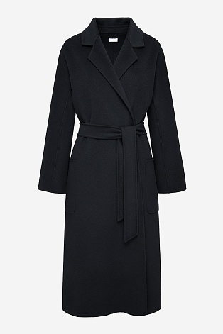 Пальто на поясе, черное