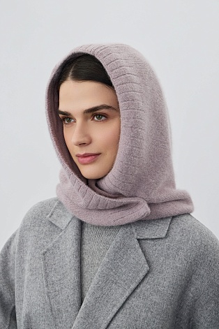 Капор с ангорой, лавандовый