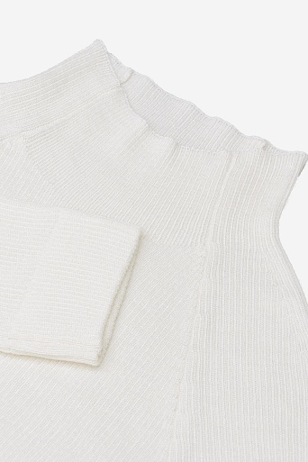 Водолазка в рубчик с коротким рукавом, белая