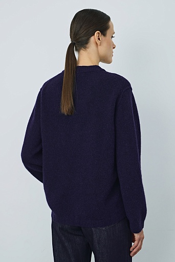 Джемпер из альпаки с декоративным швами, чернильный