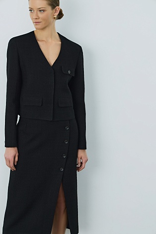 Укороченный жакет букле, черный C