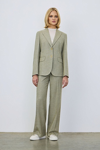 Жакет в елочку на двух пуговицах, фисташковый