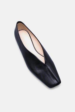 Балетки с квадратным носом, черные