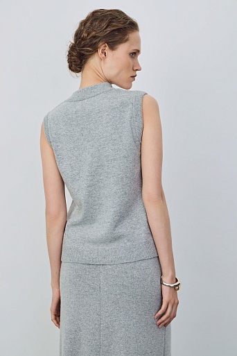 Трикотажный кардиган без рукавов, серый