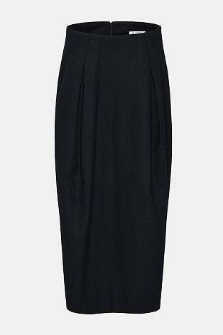 Юбка в складку с разрезом сбоку, черная
