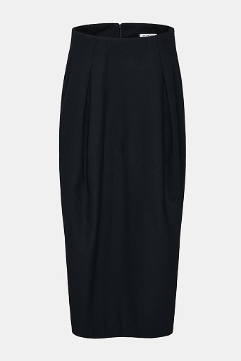 Юбка в складку с разрезом сбоку, черная