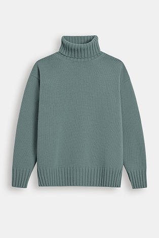 Свитер-оверсайз с высоким горлом, цвет полынь