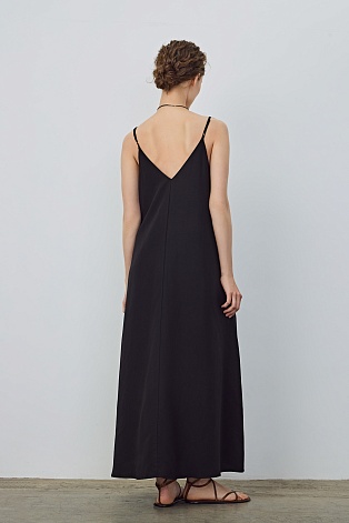 Платье А-силуэта на бретельках, черное