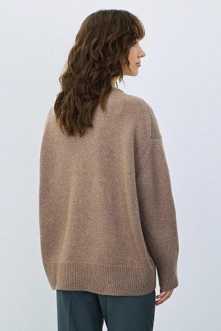 Джемпер-оверсайз со спущенным рукавом, коричневый