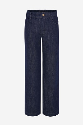 Широкие джинсы с высокой посадкой, темно-синие