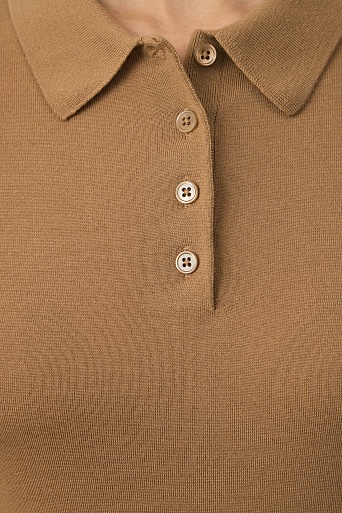 Вязаная футболка-поло, цвет карамель
