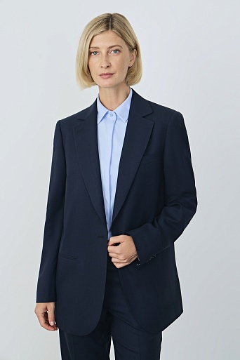Пиджак на одной пуговице, цвет темно-синий MILA
