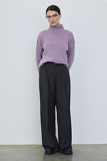 Свитер с декоративными швами с кашемиром, лавандовый