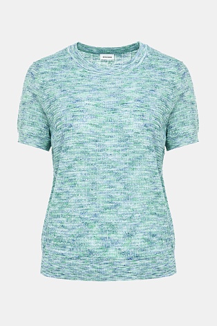 Вязаная футболка с хлопком, зелено-голубая