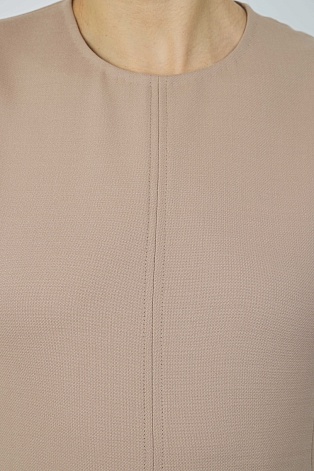 Платье без рукавов с расклешенным низом, бежевое