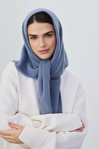 Косынка с ангорой, серо-голубая