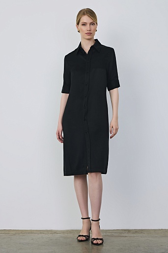 Платье-рубашка на пуговицах, черное