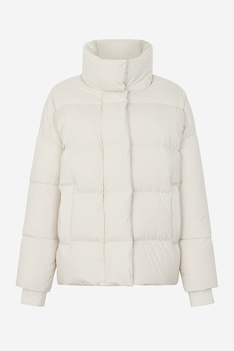 Пуховик с воротником-стойкой, молочный