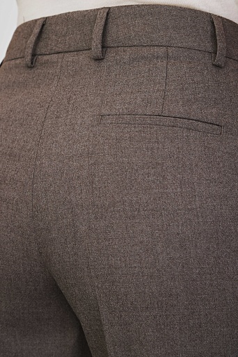 Прямые костюмные брюки с кашемиром, серо-коричневые TYRA