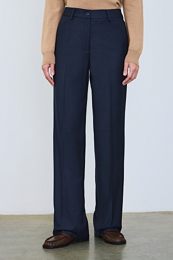 Прямые брюки со стрелками, темно-синие