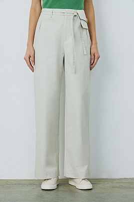 Прямые хлопковые брюки, светло-бежевые