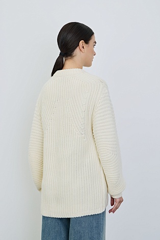 Джемпер фактурной вязки с шерстью, сливочный