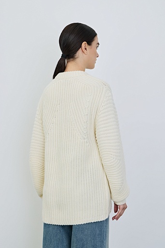 Джемпер фактурной вязки с шерстью, сливочный